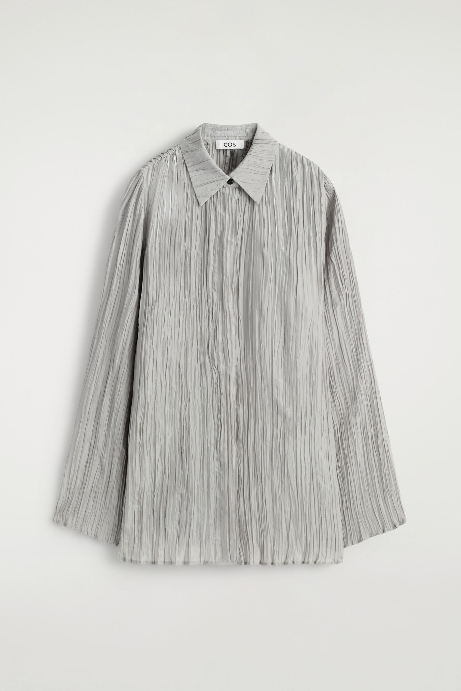 ラウンドシルエット テクスチャードシルクシャツ